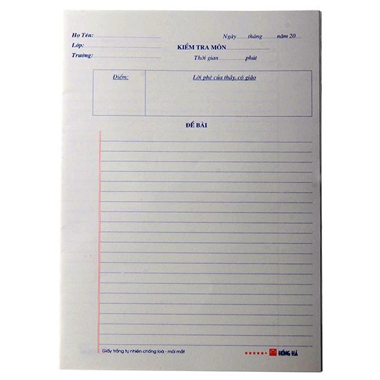 Giảm Giá 5 Tập Giấy Kiểm Tra Kẻ Ngang Hồng Hà 4913 - Beecost
