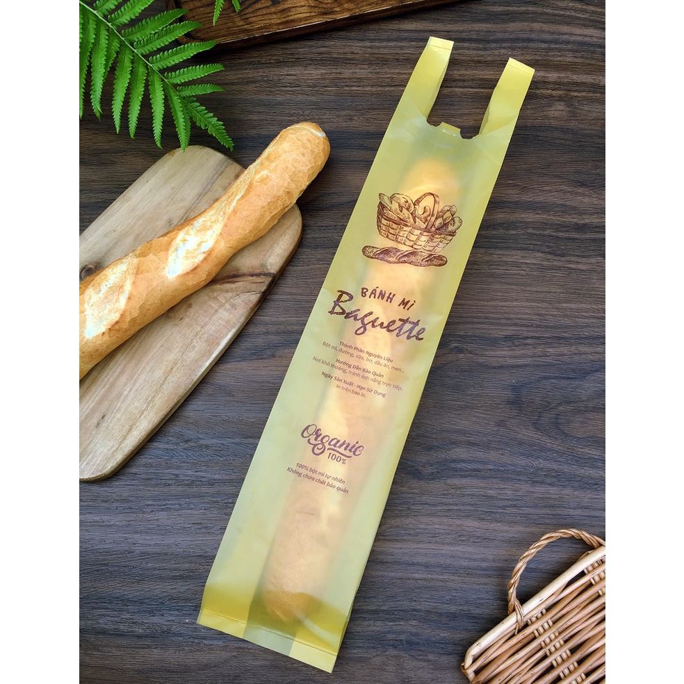 1kg túi ni lông màu vàng đựng bánh mì baguette