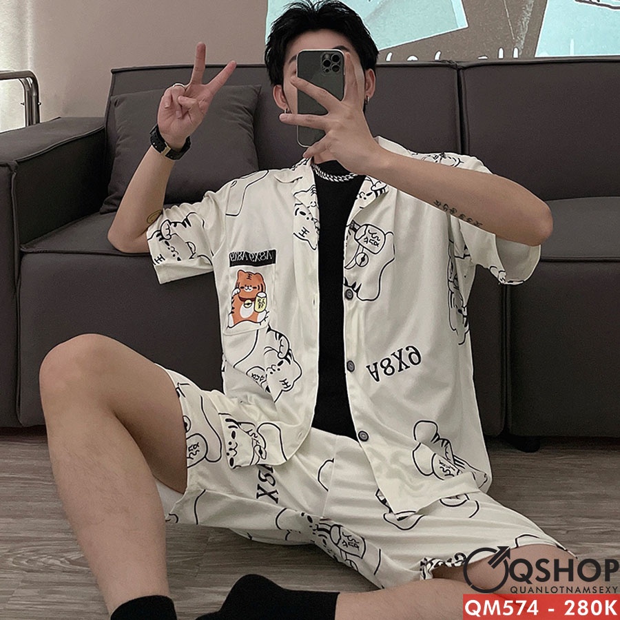 Bộ đồ pijama nam quần ngắn, tay ngắn cao cấp QSHOP QM573 - QM574
