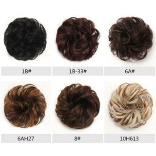 Real Remy Tóc Con Người Lộn Xộn Bun Co Giãn Scrunchie Kẹp Đuôi Ngựa Phần Mở Rộng.US Trong Q3Z7