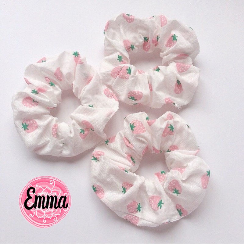 Dây buộc tóc, cột tóc scrunchies hoa quả dễ thương