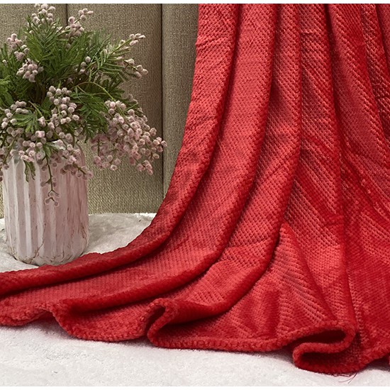 Mền san hô NIN siêu mềm mịn, thoáng khí 100% Microfiber màu đỏ kích thước 180x200cm - Lake Red