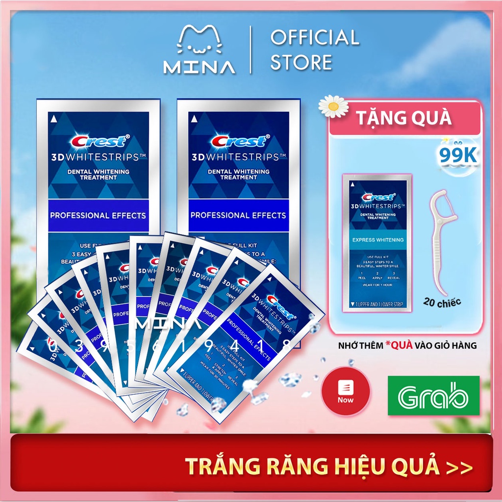 7 gói miếng dán trắng răng Crest 3D loại Professional bản Mỹ - Giúp hàm răng bật tone trắng sáng vượt trội tự nhiên