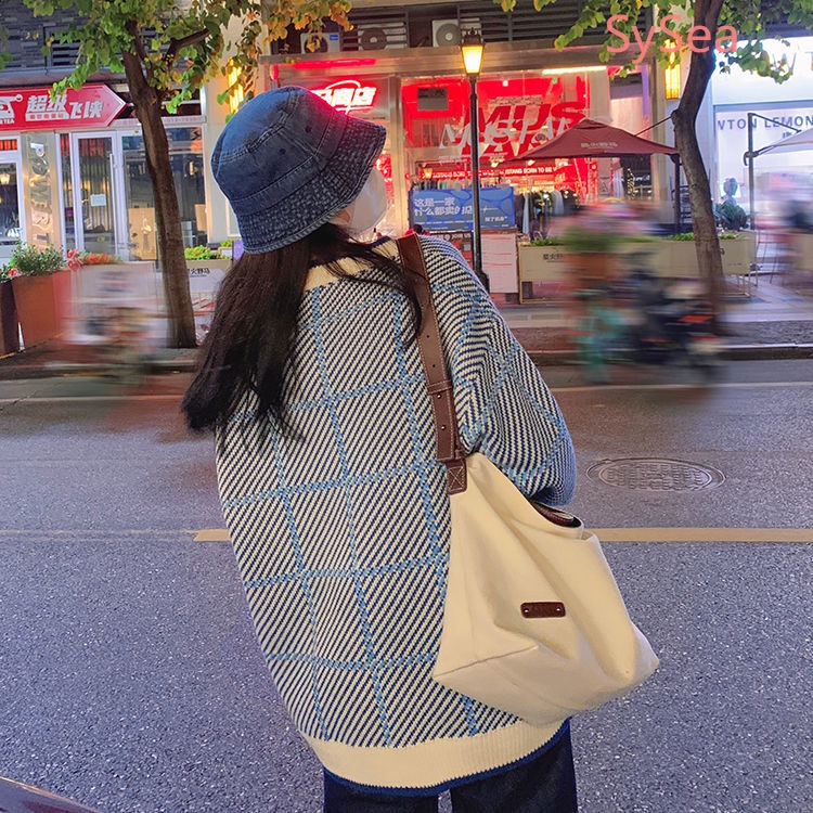 Áo sweater dệt kim tay dài dáng rộng thời trang mùa đông thanh lịch cho nữ