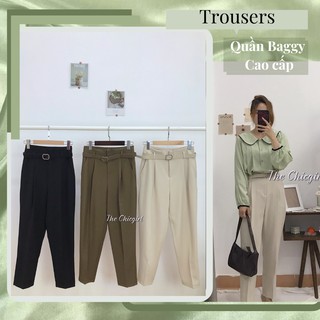 [Ảnh Thật] Quân Baggy tây, Quần Baggy vải nữ cạp cao công sở kèm thắt lưng hàng Quảng Châu cao cấp.