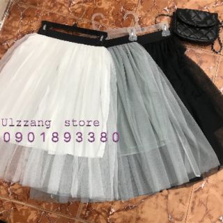 Chân váy lưới xám