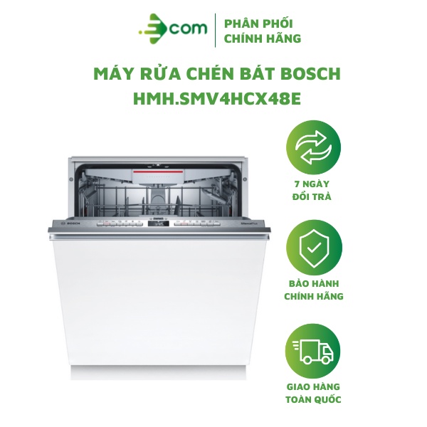 Máy rửa chén bát Bosch HMH.SMV4HCX48E âm toàn phần, có kết nối Home Connect - Bảo hành 3 năm tại nhà