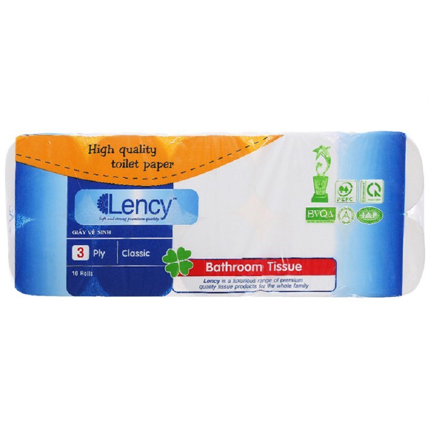 Combo 6 lốc giấy vệ sinh Lency Xanh 10 Cuộn Cao Cấp Không Lõi