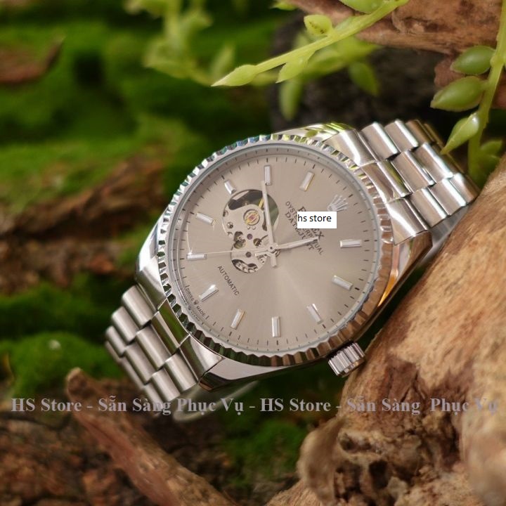 Đồng Hồ cơ automatic nam Rollex Oyster Pereptual Cao Cấp, dây thép không gỉ, cơ lộ máy đẹp giá rẻ