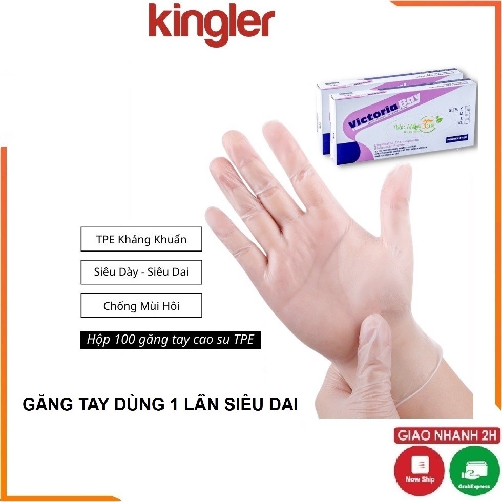 Hộp 100 Găng Tay Mỏng, Siêu Dai, Dùng 1 Lần, Nấu Ăn - Làm Bếp - Vệ Sinh - Tiện Dụng Trong Nhà. Kingler 5858