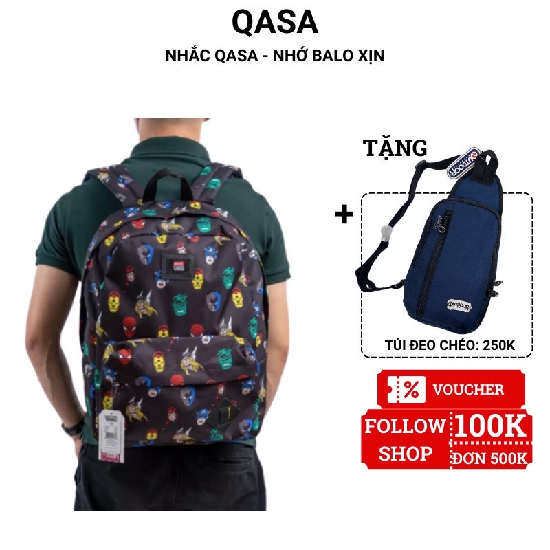Balo, cặp đi học đi làm nam nữ thời trang phong cách Hàn quốc chống thấm marvel QASA
