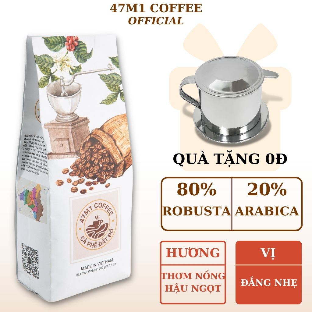 Cà phê nguyên chất Blen giữa cafe ROBUSTA Đăk Lăk và ARABICA Cầu Đất rang xay mộc bột pha phin hạt pha máy từ 47M1 Cofee