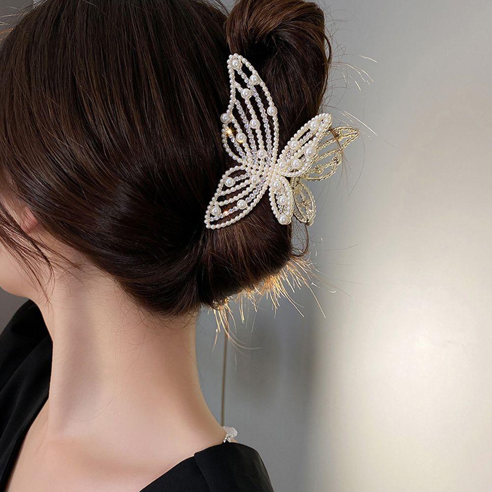 Kẹp Tóc Hình Bướm Phong Cách Goth Ngọt Ngào Cho Nữ|Người Giữ Đuôi Ngựa Hàn Quốc Ngọc Trai