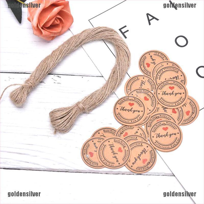 Set 100 Thẻ Giấy Kraft In Chữ Thank You Dùng Để Trang Trí Gói Quà Cưới