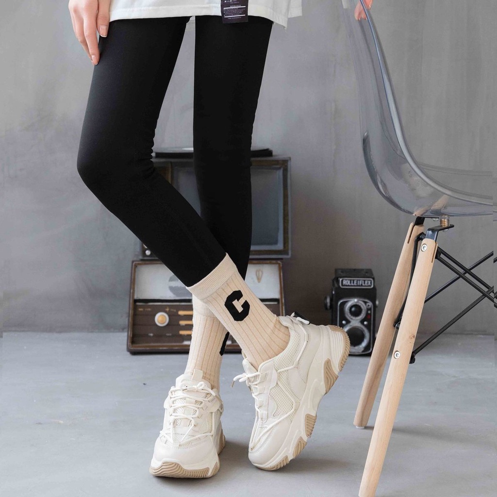 Vớ WAFNHA D368 cổ vừa phong cách thể thao thời trang đường phố dành cho nữ