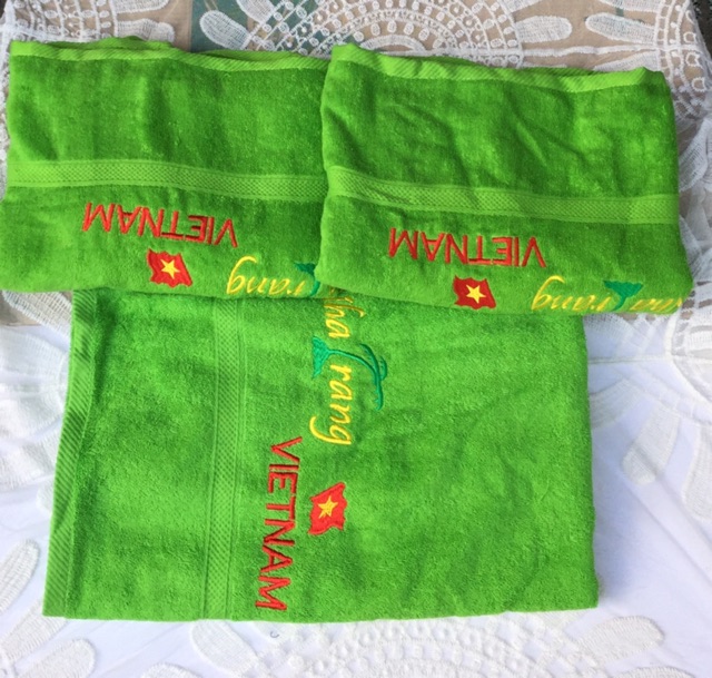 Khăn Tắm Khổ Đại 190*85cm Thêu Nha Trang Việt Nam Cotton 100% - Lucky Girl shop