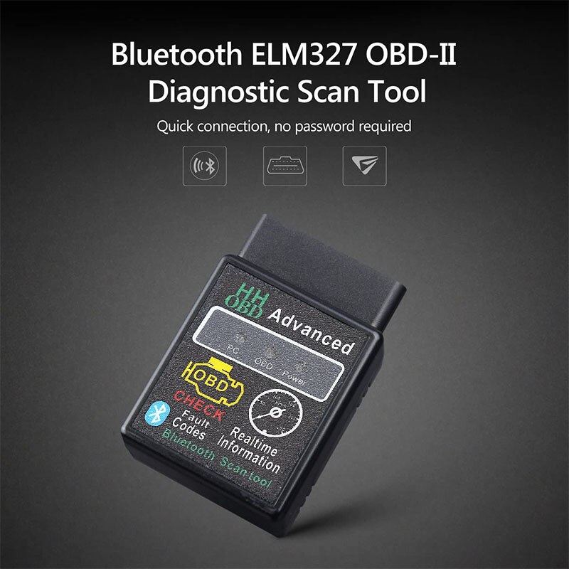 OBD2 HH OBD ELM327 V2.1 Bluetooth OBD2 OBDII CAN BUS Check Engine Car Auto Diagnostic Scanner Tool Interface Adapter for Android