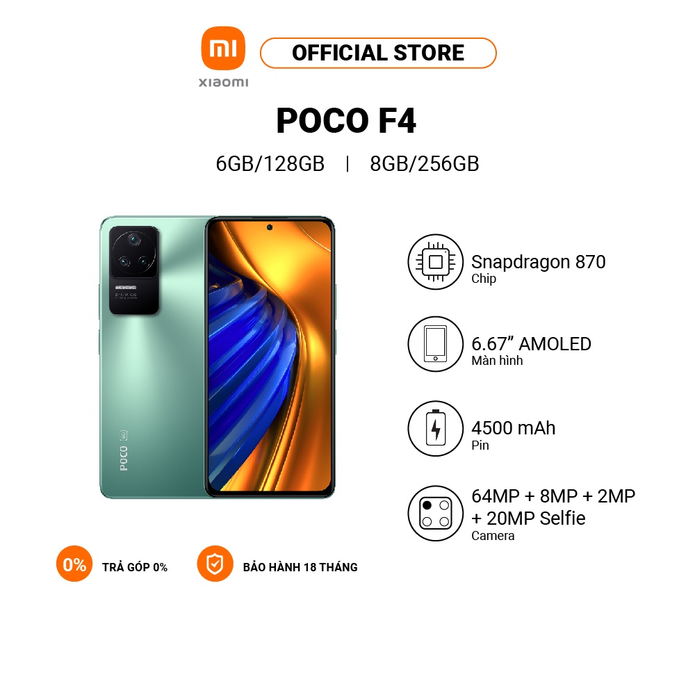 Điện thoại POCO F4 6GB+128GB /8GB+256GB | Snapdragon 870 | 6.67" 120Hz AMOLED