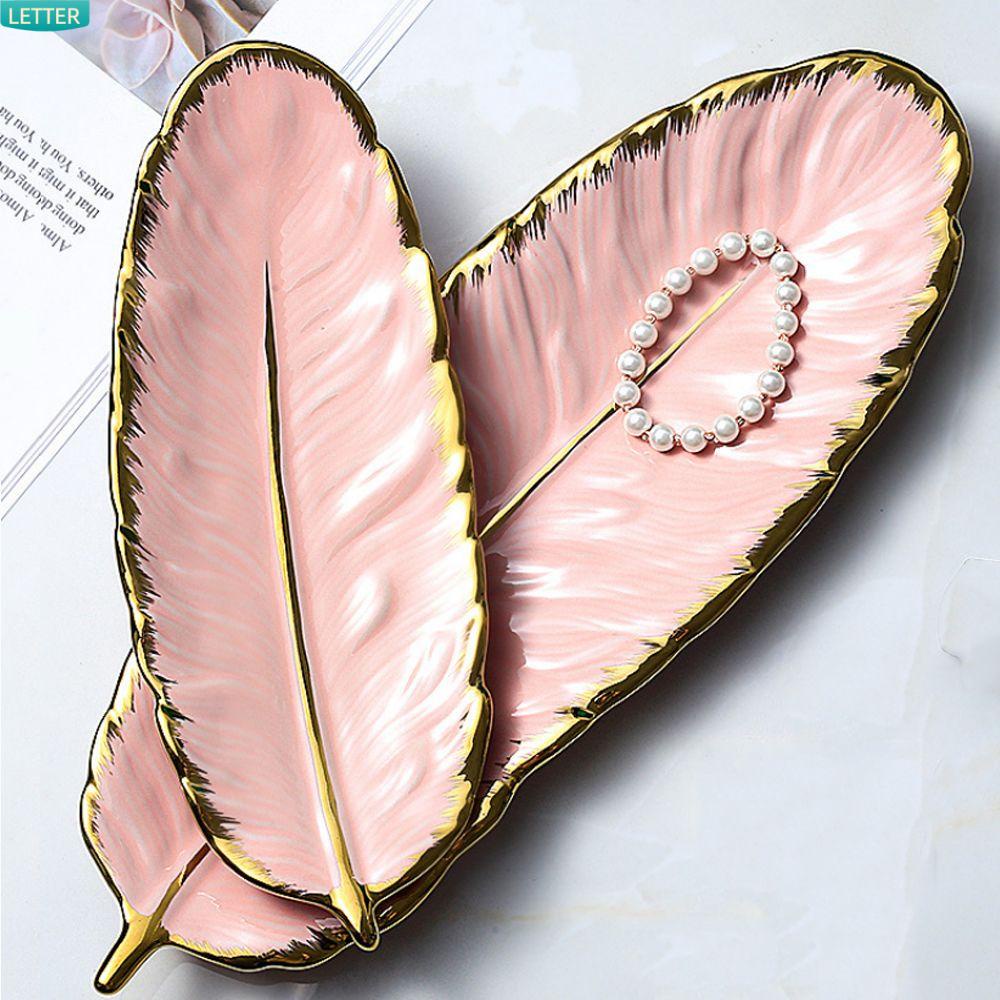 Khay Sứ Hình Lá Chuối Mạ Vàng Sang Trọng Dùng Đựng Trái Cây/ Món Tráng Miệng