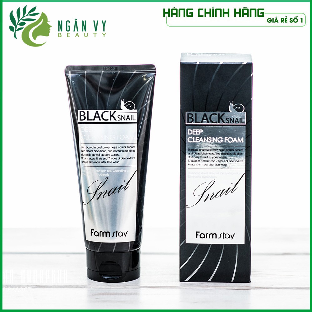 [Mỹ Phẩm Hàn Quốc]Sữa rửa mặt sâu tinh chất Ốc Sên Hàn Quốc FarmStay Black Snail Deep Cleansing Foam 180ml