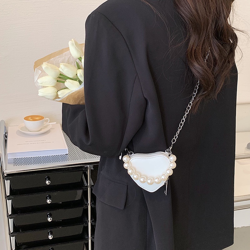 JASMIN NOIR Túi Da PU Đeo Chéo Vai Hình Trái Tim Đáng Yêu Thời Trang Cho Nữ