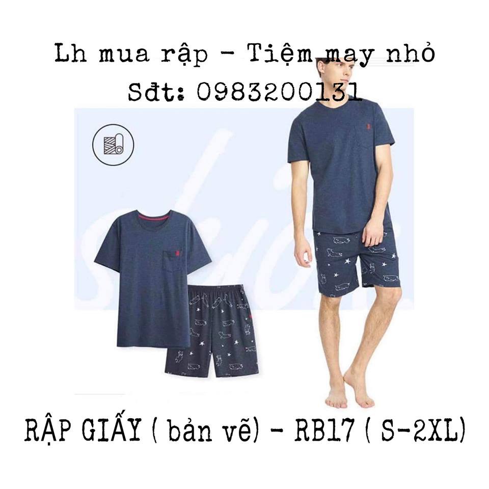 RB17_rập giấy may bộ thun nam tay ngắn