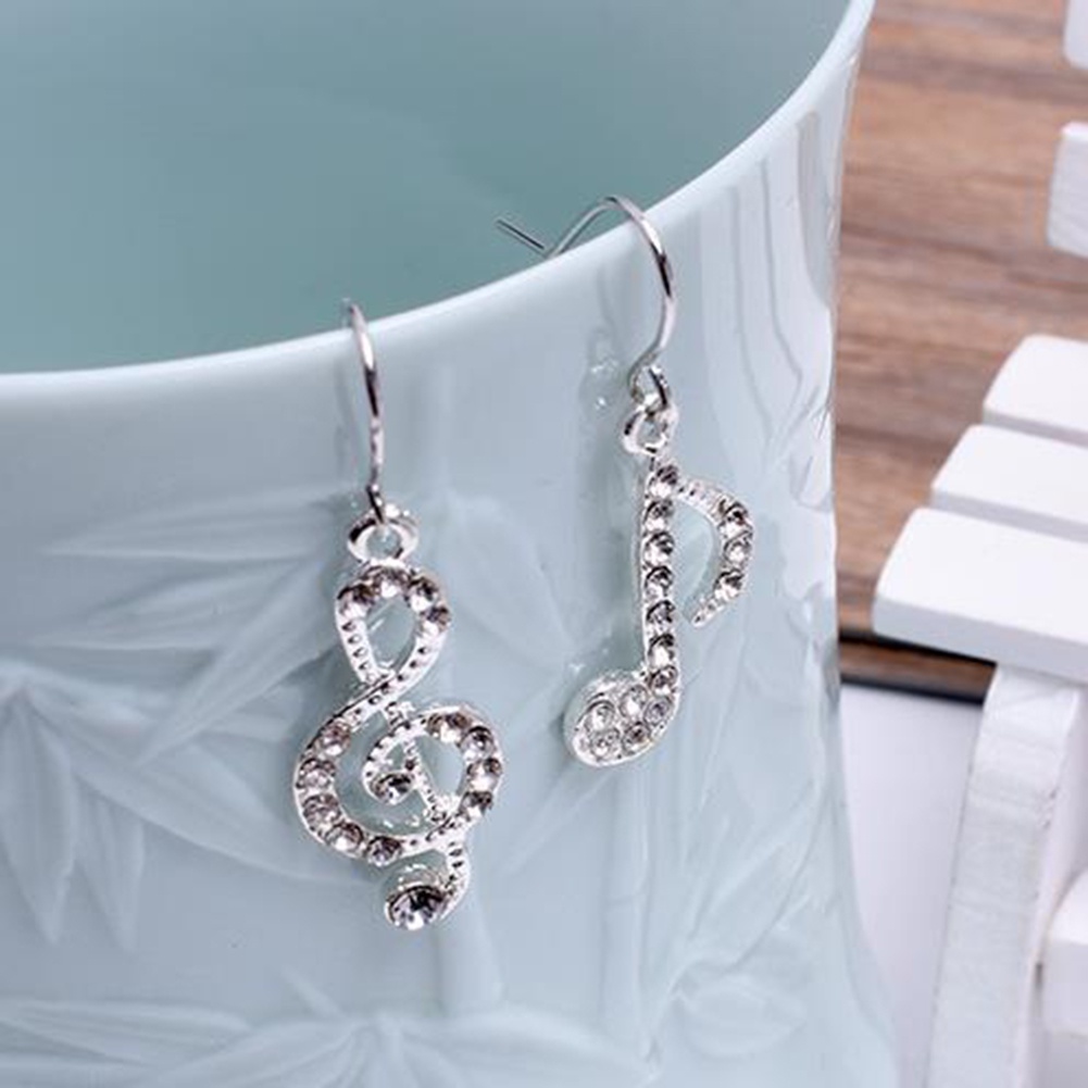 Bông Tai Hình Nốt Nhạc Đính Đá Cho Nữ