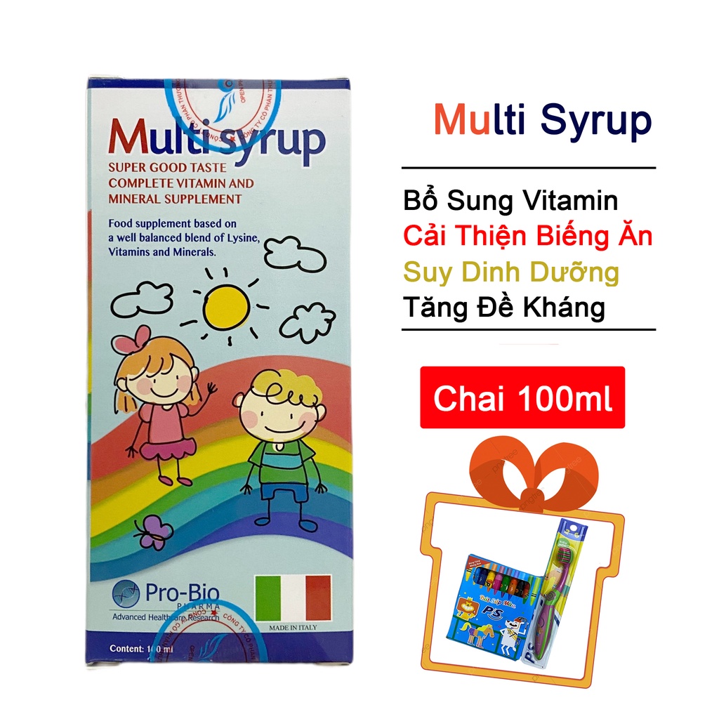 Multi Syrup Chai 100ml – Siro Bổ Sung Vitamin Và Khoáng Chất Thiết Yếu Cho Trẻ Biếng Ăn, Suy Dinh Dưỡng