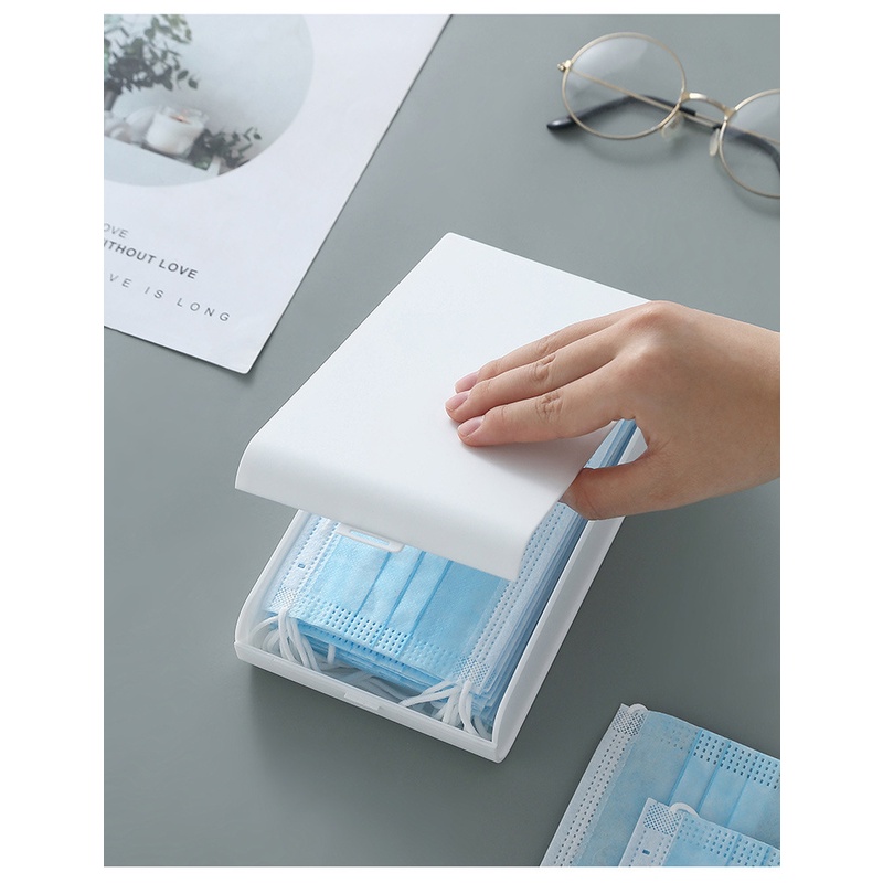 Hộp Đựng Khẩu Trang Nắp Lật Chống Bụi Hình Chữ Nhật