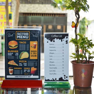 COMBO 6 Kệ Mica Menu thực đơn - Đế Lùa Nhiều Màu (KT:10 X 20cm)