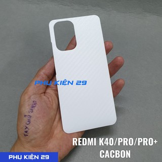 [Redmi K40/ K40 Pro/ K40 Pro Plus/ Poco F3/ F3 Pro] Combo dán lưng 3D chống xước vân Cacbon, dán kính camera