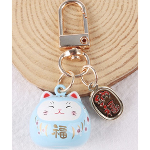 Móc khoá lục lạc mèo may mắn Maneki-neko size 2.3cm