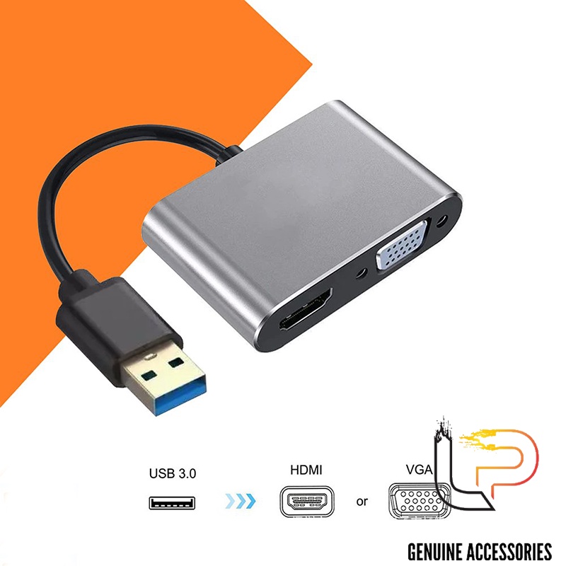 Cáp chuyển USB 3.0 ra HDMI và VGA cùng lúc - USB 3.0 to HDMI + VGA