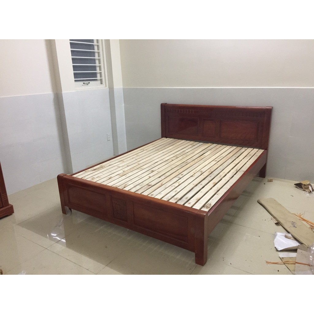 Giường đơn Gỗ Xoan Đào Cao Cấp 1m2 - 1m8