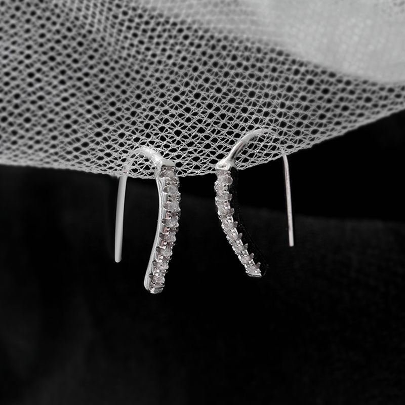 Bông Tai Mạ Bạc 925 Đính Đá Zircon Đơn Giản Không Gây Dị Ứng