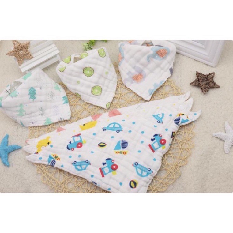 YẾM TAM GIÁC CHO BÉ VẢI XÔ 6 LỚP MỀM MẠI CÓ CÚC BẤM SIẾU THẤM HÚT PK03