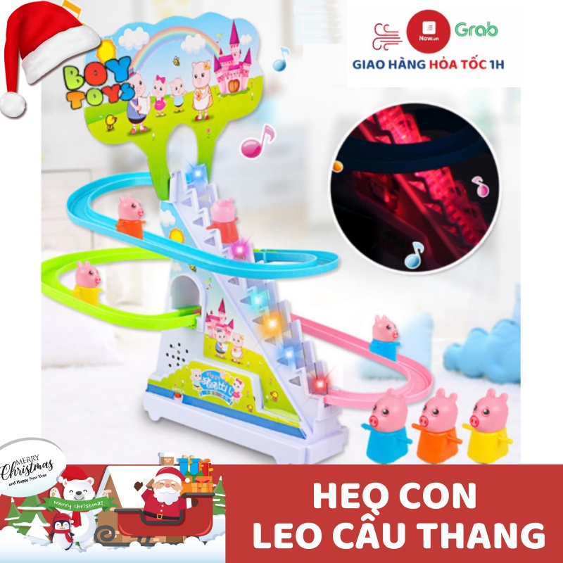 Bộ đồ chơi heo Peppa, chó cứu hộ, poli leo cầu thang có nhạc và có đèn ngộ nghĩnh, đồ chơi cho bé thú vị