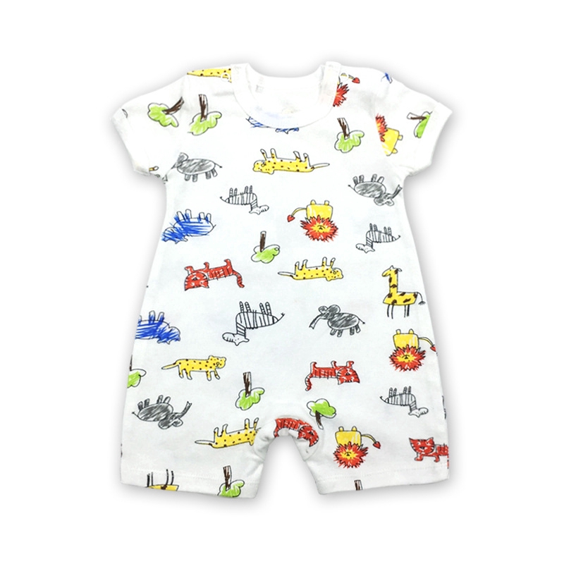 Jumpsuit Tay Ngắn Chất Cotton Phối Nút Cho Bé