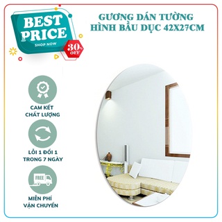 Gương dán tường bình BẦU DỤC 42x27cm - Gương Dán Tường Acrylic 3d Hình Oval