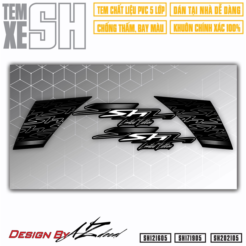 Tem Rời Xe SH 2012 - 2022 Thiết Kế Limited Edition Chìm Nổi | SH05 | Decal Chế Chống Nước, Chống Phai Màu
