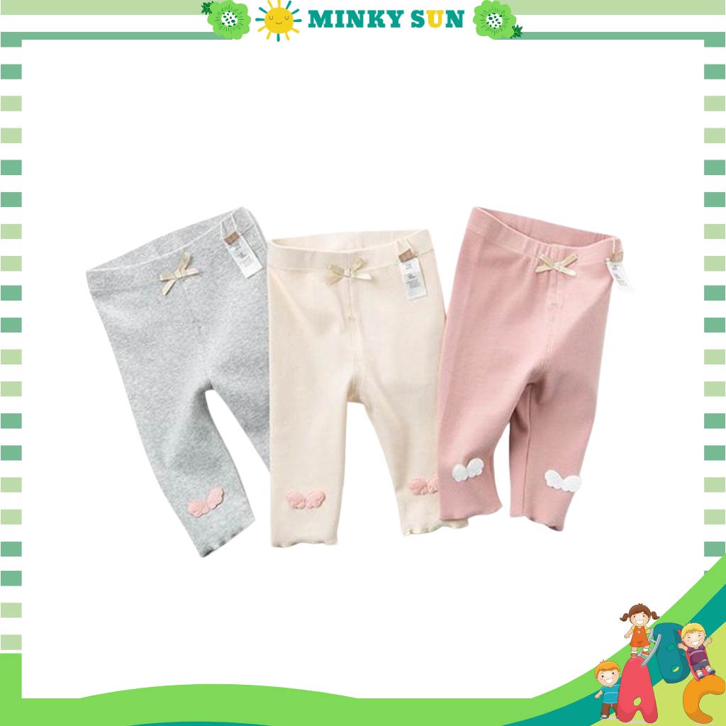 Quần cotton cho bé gái cực yêu, quần dài cotton nơ xinh đẹp cho bé gái từ 6-25kg