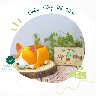 [Quà Tặng Ý Nghĩa] Chậu Trồng Cây Trang Trí Hình Thú Cưng Corgi Nằm Ngủ Độc Đáo, Lọ Đựng Văn Phòng Phẩm