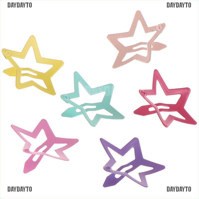 Bộ 6 Kẹp Tóc Hình Ngôi Sao Bằng Kim Loại Dễ Thương Cho Bé Gái
