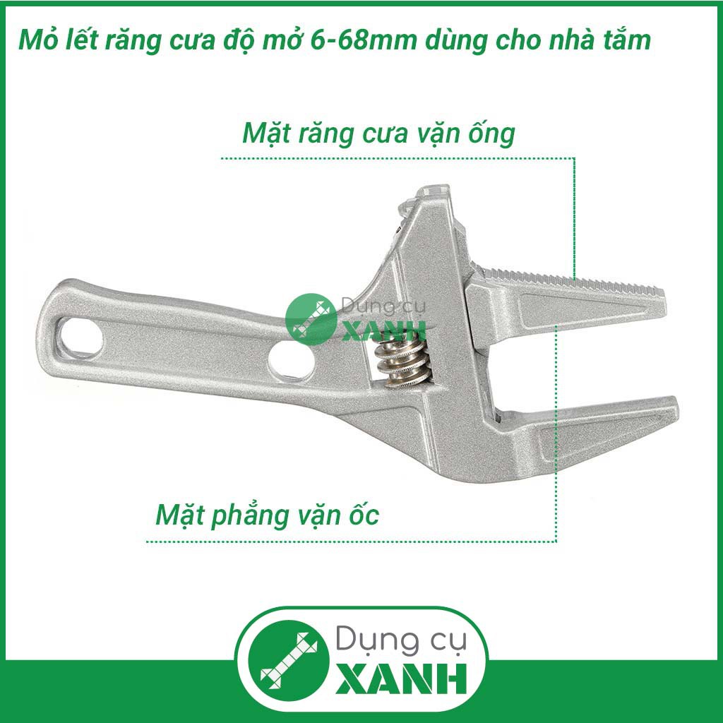 Mỏ lết ngắn vặn ống nước độ mở từ 6-68mm lưỡi răng cưa