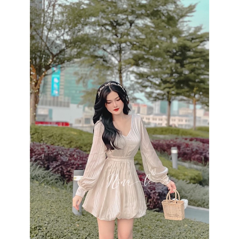 Đầm dự tiệc 2 màu sang chảnh vải lụa kim tuyến hàng may vải cao cấp mã [TUNGBI] | BigBuy360 - bigbuy360.vn