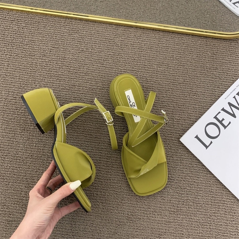 Giày Sandal Cao Gót Cài Khóa Đính Nơ Phong Cách Thời Trang Hàn Quốc Hàng Mới Dành Cho Nữ 2022