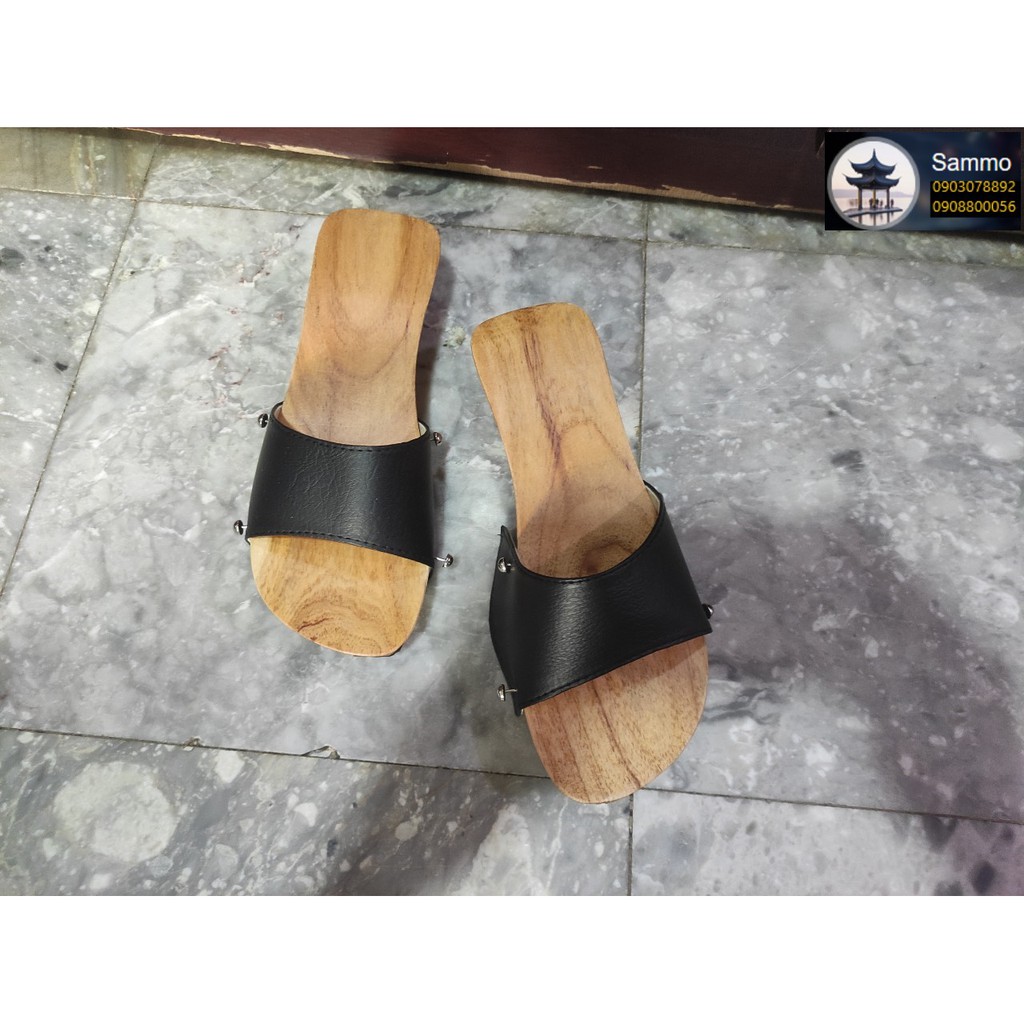 Guốc Gỗ Guốc Mộc Quai Nhung 4 Phân