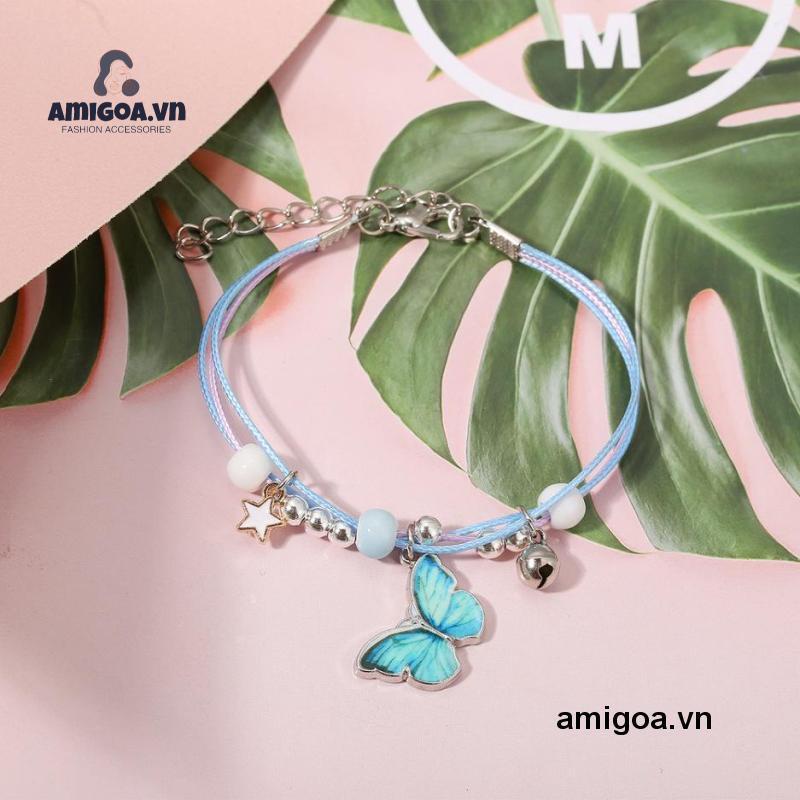 ✨✨Vòng tay dây bện mặt hình bướm bằng kim loại có chuông cho các cặp đôi