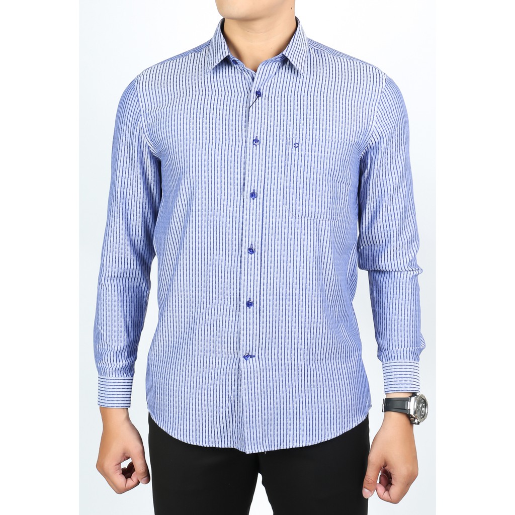 Áo sơ mi nam dài tay Owen chất Bamboo dáng Regularfit màu tím sọc dọc - AR91462DT