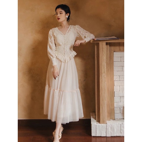Váy/đầm phong cách vintage tiểu thư, zen xịn xò may 2 lớp đủ size S,M